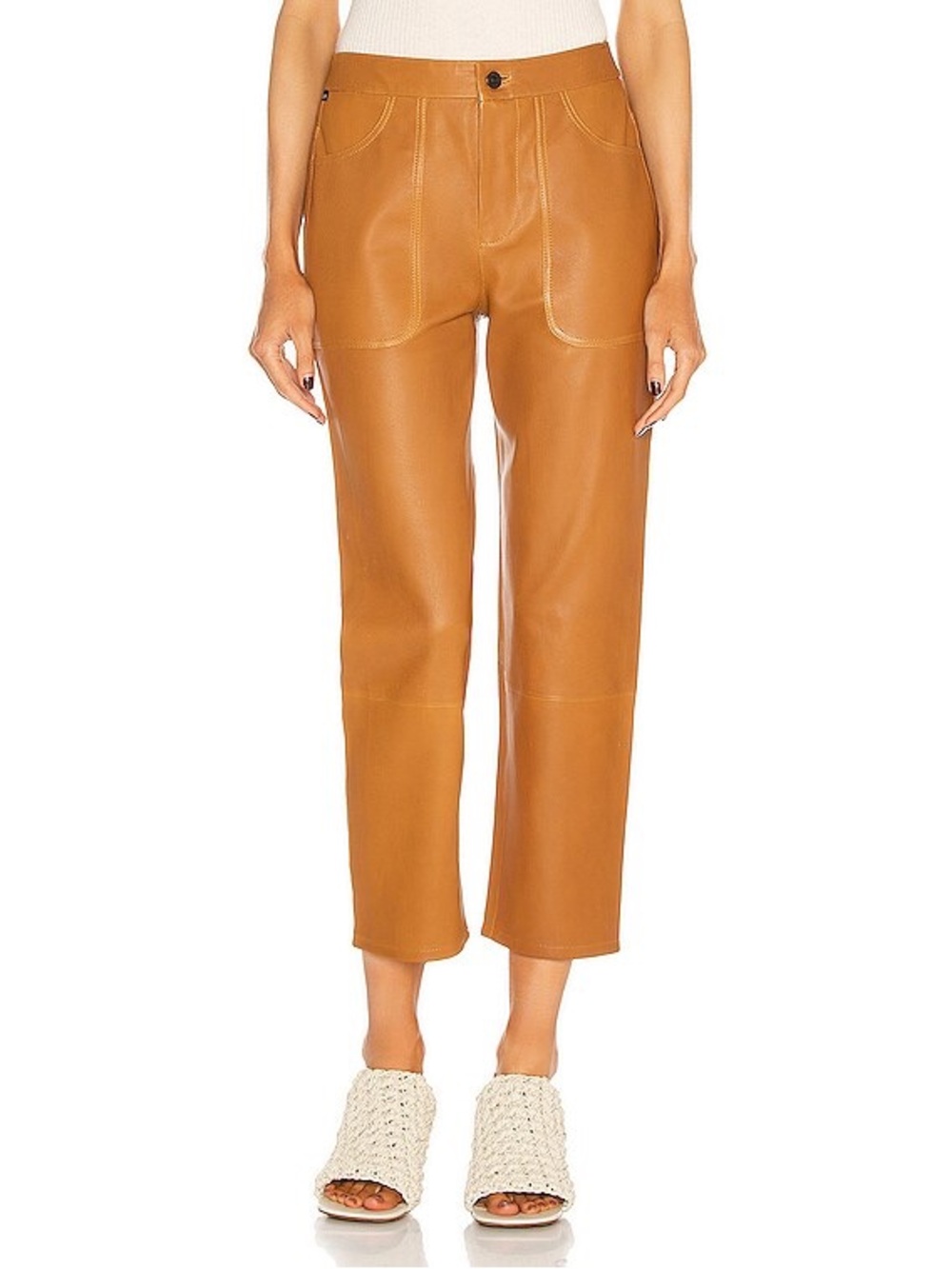 NWOT Citizens of humanity Emma patch pocket leather jeans 27 golden glow